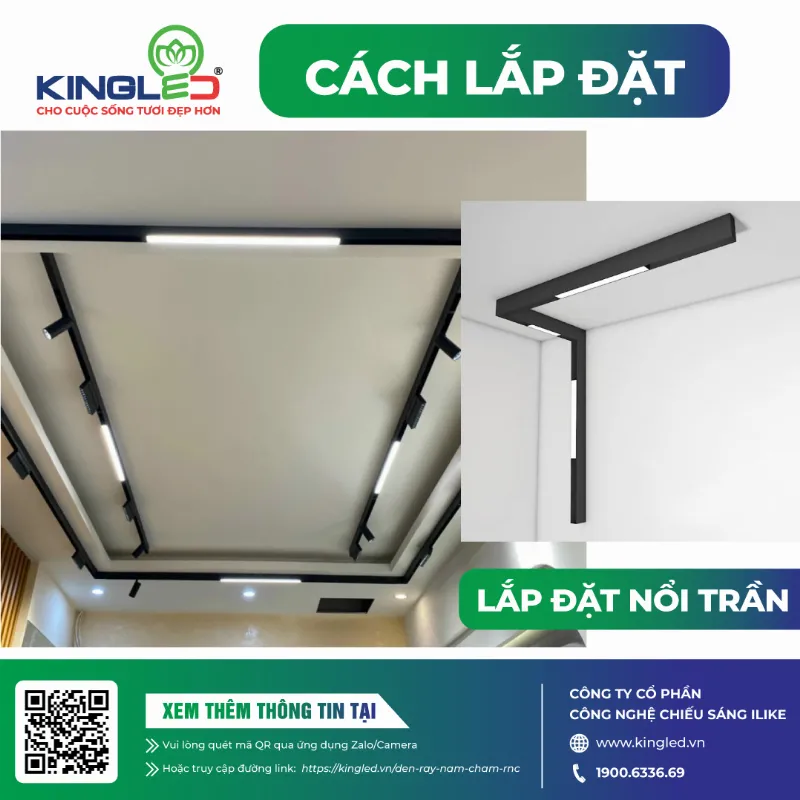 Lắp đặt đèn ray nam châm nổi