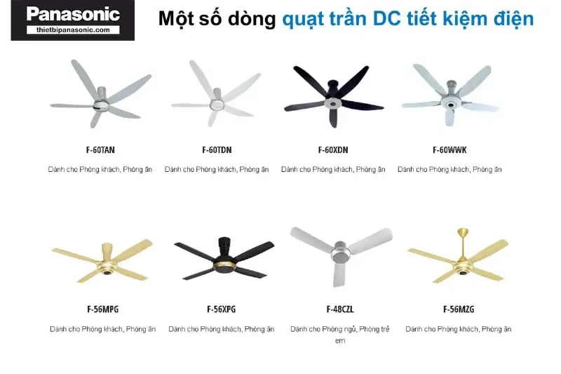 Một số dòng quạt trần DC tiết kiệm điện của hãng Panasonic