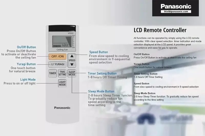 Hướng dẫn sử dụng Điều khiển quạt trần Panasonic 5 cánh