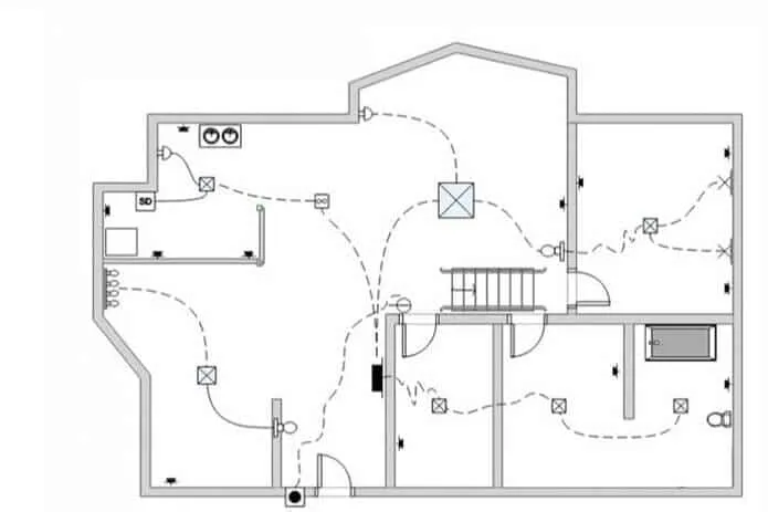 Sơ đồ đi dây điện nổi trong nhà