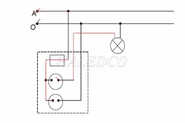 Hình ảnh minh họa sơ đồ mạch điện 1 công tắc 1 bóng đèn